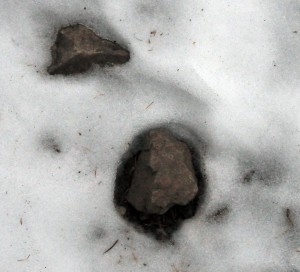 rocks melt snow